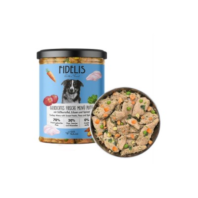 FIDELIS DOG MENU' TACCHINO, PATATE DOLCI, PISELLI E SPINACI 400GR