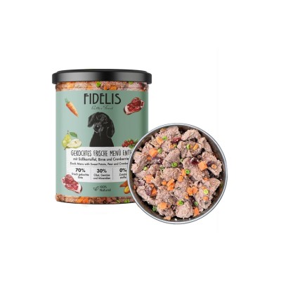 FIDELIS DOG MENU' ANATRA, PATATE DOLCI, PERE E FRUTTI ROSSI 400GR