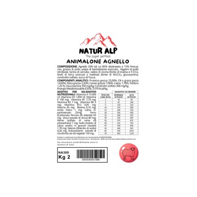 NATUR ALP ANIMALONE DOG ADULT AGNELLO 2KG