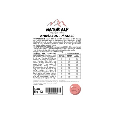 NATUR ALP ANIMALONE DOG ADULT MAIALE 12KG