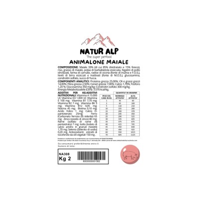 NATUR ALP ANIMALONE DOG ADULT MAIALE 2KG
