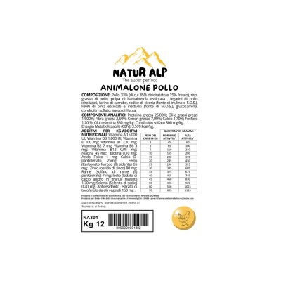 NATUR ALP ANIMALONE DOG ADULT POLLO 12KG