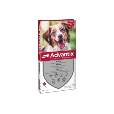 ADVANTIX SPOT ON ANTIPARASSITARIO PER CANI DA 10 A 25 KG 4 PIPETTE