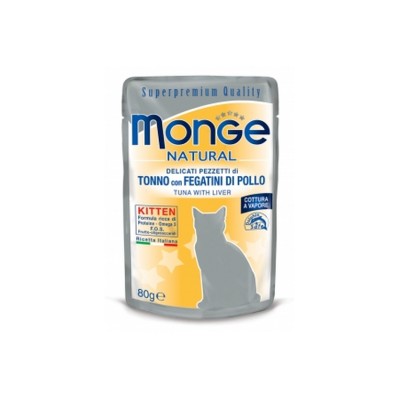 MONGE CAT BUSTA NATURAL KITTEN TONNO FEGATINI DI POLLO 80GR