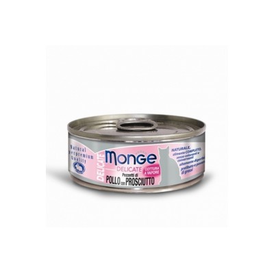 MONGE CAT LATTINA DELICATE POLLO E PROSCIUTTO 80GR