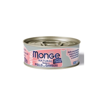 MONGE CAT LATTINA NATURAL TONNO E POLLO CON GAMBERI 80GR