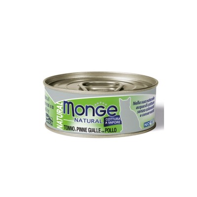 MONGE CAT LATTINA NATURAL TONNO PINNA GIALLA CON POLLO 80GR