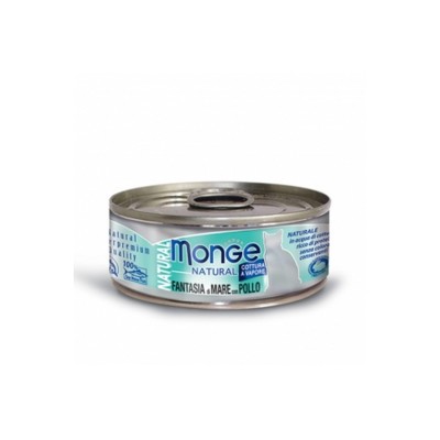 MONGE CAT LATTINA NATURAL FANTASIA DI MARE CON POLLO 80GR