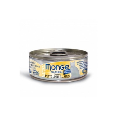 MONGE CAT LATTINA NATURAL TONNO E PETTO POLLO CON MAIS 80GR