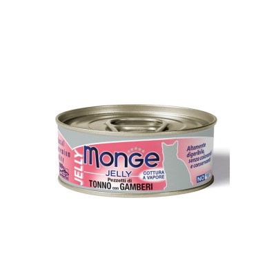 MONGE CAT LATTINA JELLY TONNO E GAMBERI 80GR
