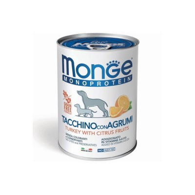MONGE MONOPROTEICO TACCHINO RISO E AGRUMI  400GR