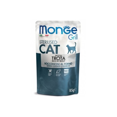 MONGE CAT GRILL ADULT STERILISED TROTA 85GR