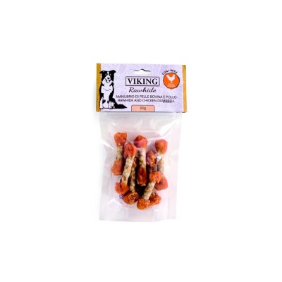 LEOPET VIKING MANUBRIO DI PELLE BOVINA E POLLO 80GR