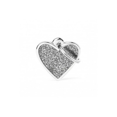 MY FAMILY MEDAGLIETTA IDENTIFICATIVA CUORE S GRIGIO GLITTER
