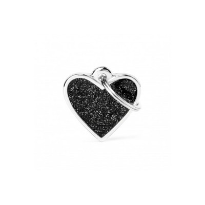 MY FAMILY MEDAGLIETTA IDENTIFICATIVA CUORE S NERO GLITTER