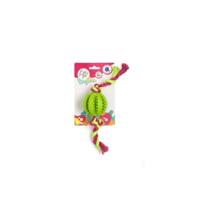 LEOPET PALLA IN GOMMA CON NODO IN CORDA 7CM