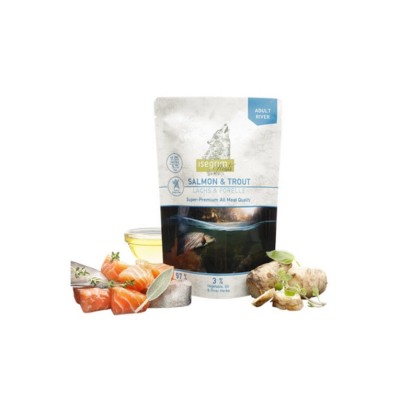 INSEGRIM ROOTS ADULT SALMONE E TROTA CON TOPINAMBUR,
OLIO DI CARTAMO ED ERBE DI FIUME 410GR