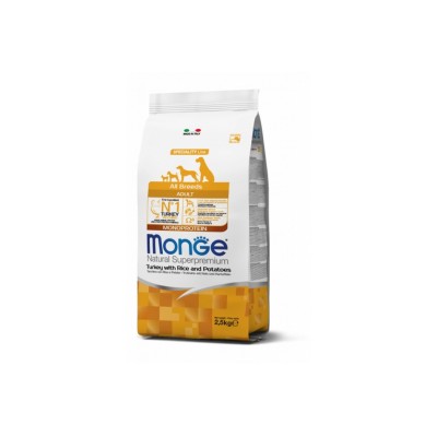 MONGE NATURAL SUPERPREMIUM DOG ADULT TACCHINO, RISO E PATATE 12KG
