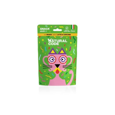 NATURAL CODE SNACK CAT ADULT CON MANZO RIPIENO LATTE E CURCUMA 60GR