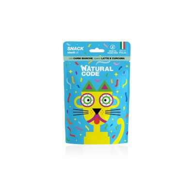 NATURAL CODE CAT SNACK CON CARNI BIANCHE RIPIENO LATTE E CURCUMA 60GR