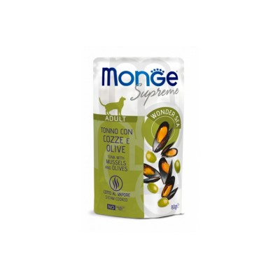 MONGE SUPREME AD. TONNO COZZE E OLIVE 80GR MONGE SUPREME AD. TONNO COZZE E OLIVE 80GR