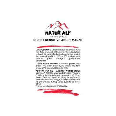 NATUR ALP SELECT SENSITIVE ADULT MANZO 12KG