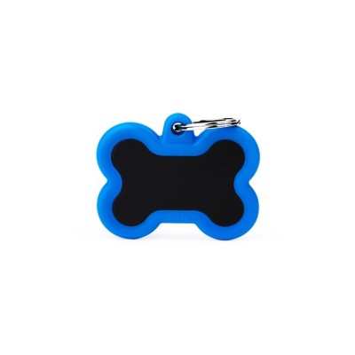 MY FAMILY MEDAGLIETTA IDENTIFICATIVA OSSO CON GOMMA BLU