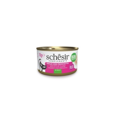 SCHESIR CAT ADULT LATTINA COMPLEMENTS JELLY POLLO CON PROSCIUTTO 70GR