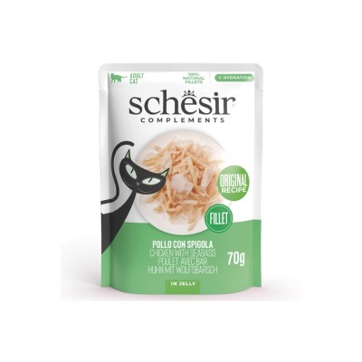 SCHESIR CAT BUSTA ADULT COMPLEMENTS JELLY POLLO CON SPIGOLA 70GR