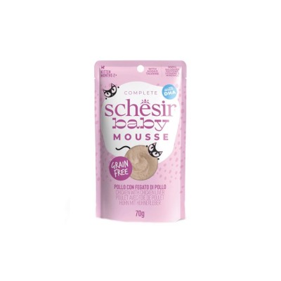 SCHESIR CAT BUSTA KITTEN BABY MOUSSE POLLO CON FEGATO 70GR