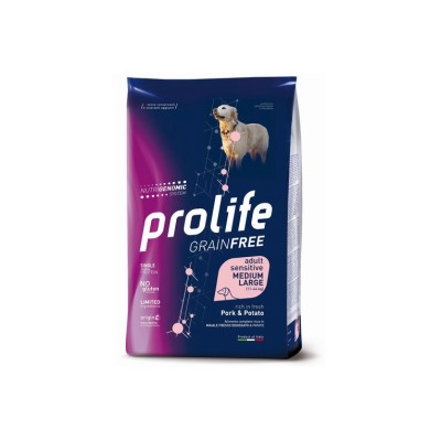 PROLIFE DOG ADULT SENSITIVE GRAIN FREE MAIALE E PATATE M/L 10KG
