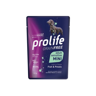 PROLIFE DOG SENSITIVE ADULT GRAIN FREE PESCE E PATATE  100GR