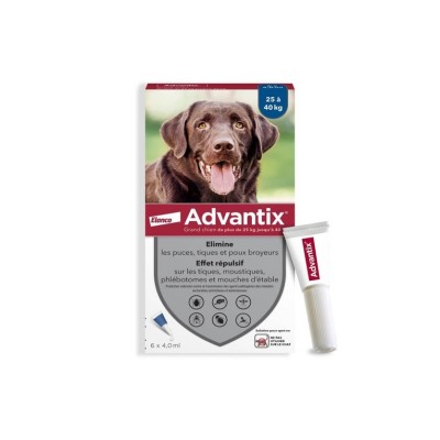 ADVANTIX SPOT ON ANTIPARASSITARIO PER CANI DA 25 A 40KG 6 PIPETTE