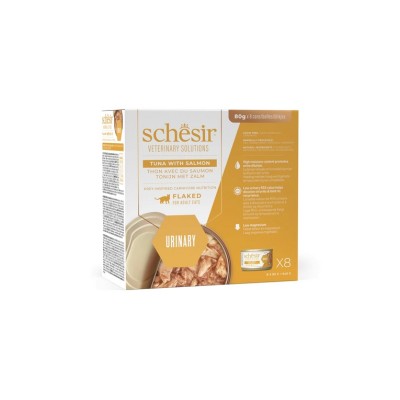 SCHESIR CAT VET URINARY FLAKES MULTIPACK TONNO E SALMONE 8x80GR