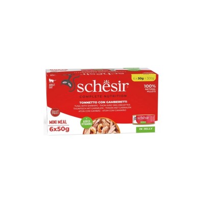 SCHESIR CAT MULTIPACK JELLY COMPLETE TONNETTO E GAMBERETTI 6x50GR