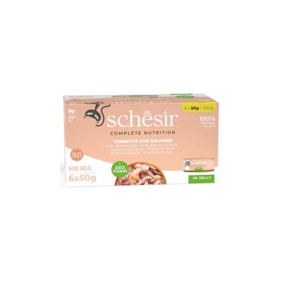 SCHESIR CAT MULTIPACK JELLY COMPLETE TONNETTO E SALMONE 6x50GR