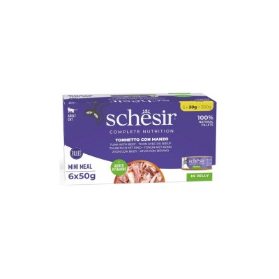 SCHESIR CAT MULTIPACK JELLY COMPLETE TONNETTO E MANZO 6x50GR