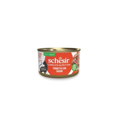 SCHESIR CAT ADULT COMPLETE JELLY TONNETTO E SURIMI LATTINA 85GR