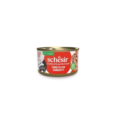 SCHESIR CAT ADULT COMPLETE JELLY TONNETTO E GAMBERETTI LATTINA 85GR