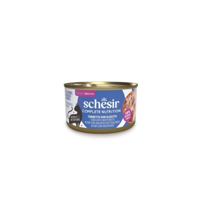 SCHESIR CAT ADULT COMPLETE BROTH TONNETTO E ALICETTE LATTINA 85GR