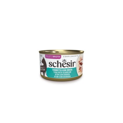 SCHESIR CAT ADULT LATTINA COMPLEMENTS BROTH TONNETTO CON ORATA 70GR