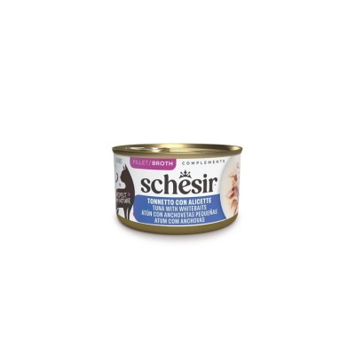 SCHESIR CAT ADULT LATTINA COMPLEMENTS BROTH TONNETTO CON ALICETTE 70GR
