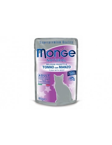 MONGE CAT BUSTA NATURAL TONNO MANZO 80GR