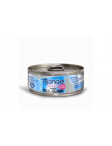 MONGE CAT LATTINA DELICATE POLLO CON CALAMARI 80GR