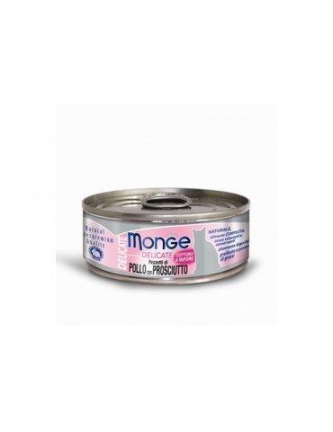 MONGE CAT LATTINA DELICATE POLLO E PROSCIUTTO 80GR