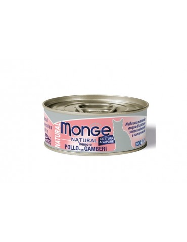 MONGE CAT LATTINA NATURAL TONNO E POLLO CON GAMBERI 80GR