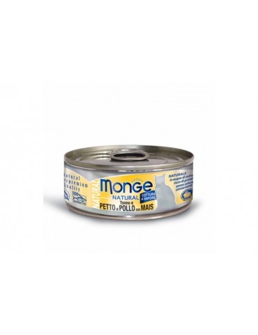 MONGE CAT LATTINA NATURAL TONNO E PETTO POLLO CON MAIS 80GR