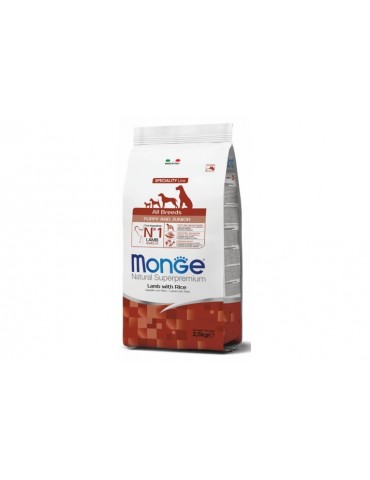 MONGE NATURAL SUPERPREMIUM DOG PUPPY&JUNIOR AGNELLO, RISO E PATATE 12KG