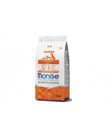 MONGE NATURAL SUPERPREMIUM DOG ADULT ANATRA, RISO E PATATE 12KG