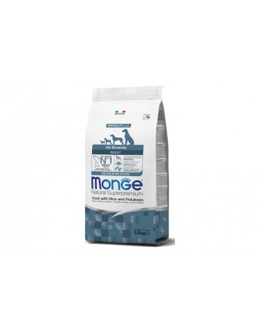 MONGE NATURAL SUPERPREMIUM DOG ADULT TROTA RISO E PATATE 2,5KG